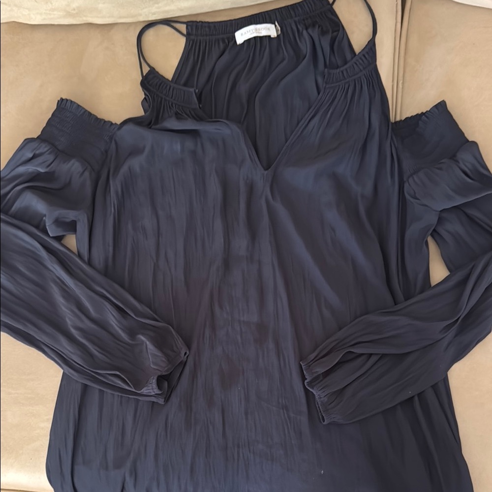 Ramy Brook Blue Asymmetrical Cut Out Blouse